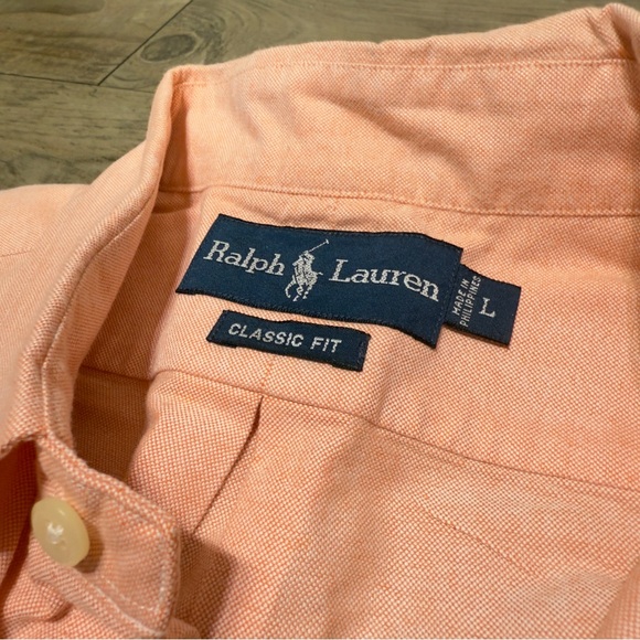Ralph Lauren CLASSIC FIT Button Down Shirt, Salmon Orange Size Large - Picture 2 of 11